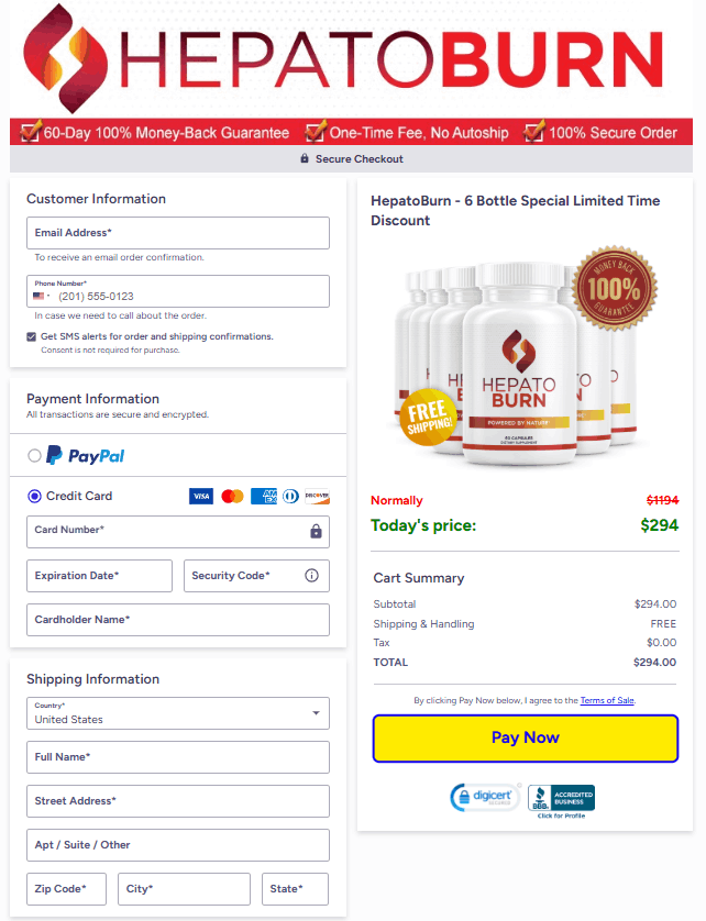 HepatoBurn™ checkout page